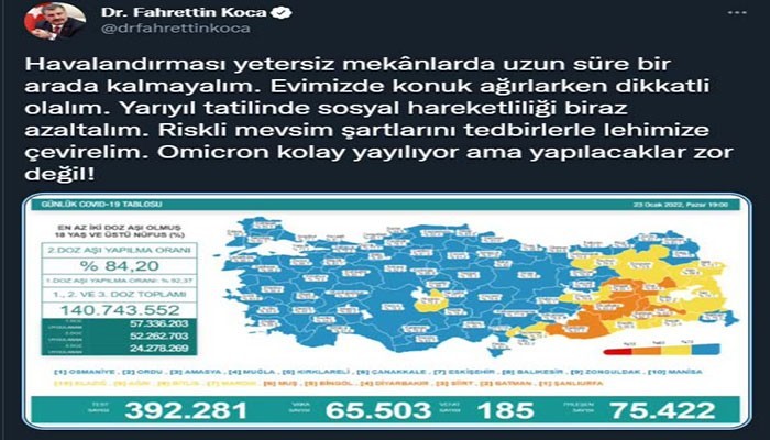 “Yarıyıl tatilinde sosyal hareketliliği biraz azaltalım”