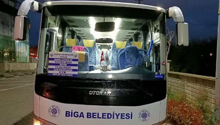 Biga Belediyesi’nden Sağlık Çalışanlarına Ücretsiz Servis