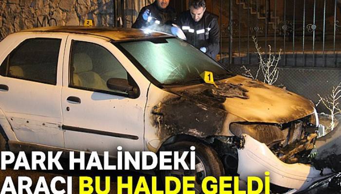 Karaman'da park halindeki otomobil yandı