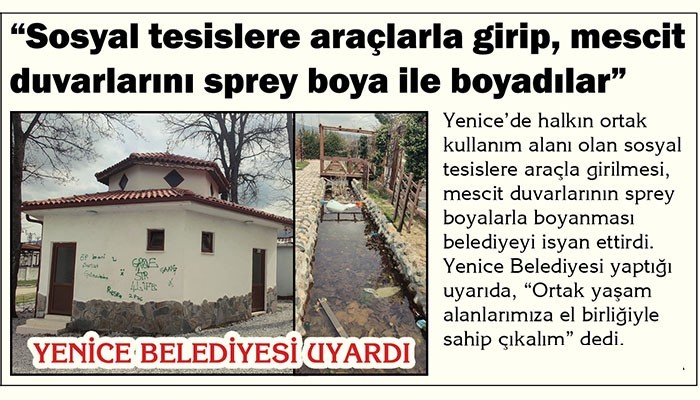 YENİCE BELEDİYESİ UYARDI