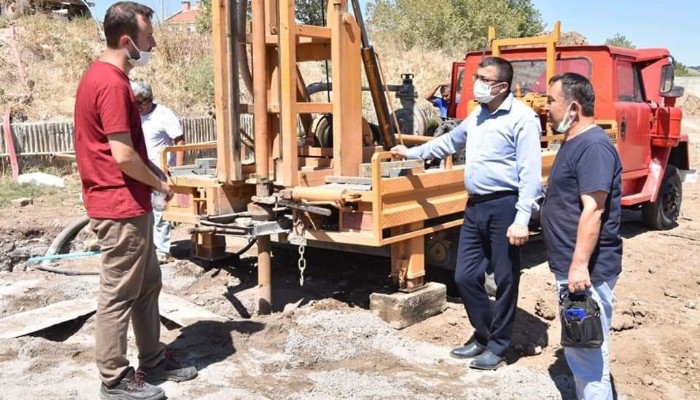 Çan Belediyesi şebeke suyuna takviye su sondaj çalışmasına başladı