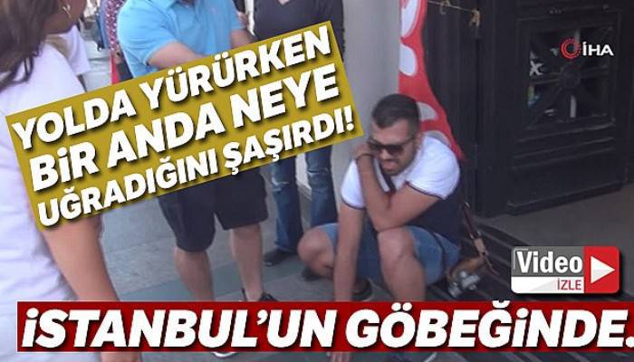 Taksim'de bir binadan kopan parça yoldan geçen turistin üzerine düştü