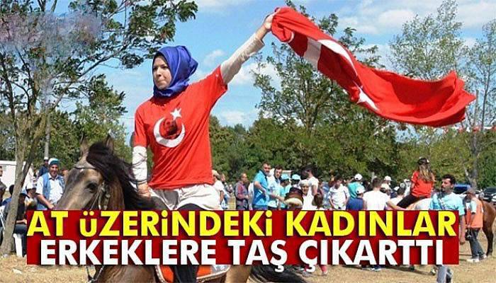 At üzerindeki kadınlar, erkeklere taş çıkarttı