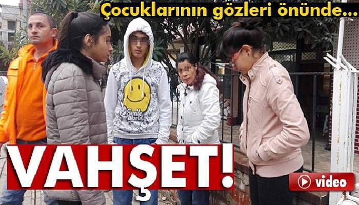 Çocuklarının gözü önünde başına tornavida sapladılar