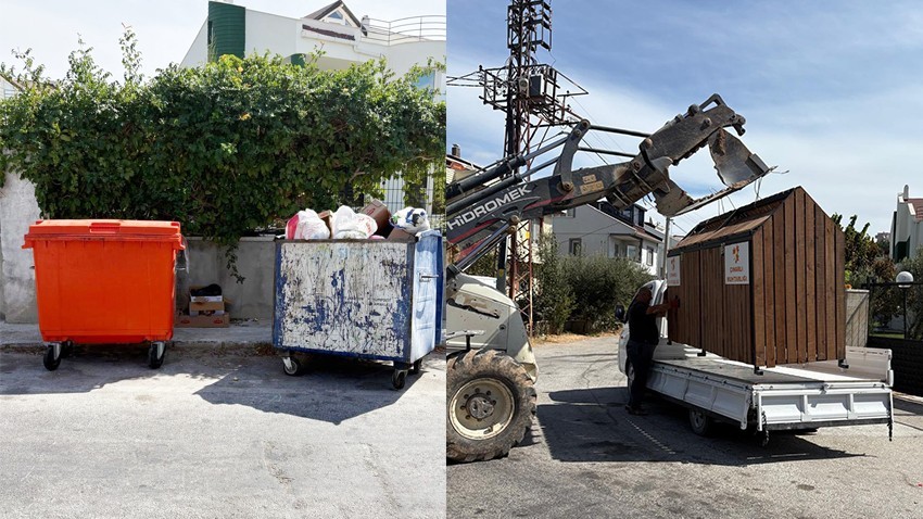 Çınarlı Köyü’nde Estetik Çöp Konteynerleri Uygulaması Başladı