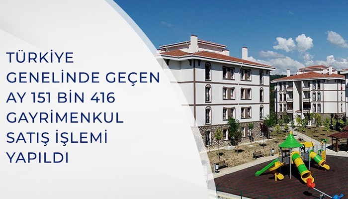 Geçen ay 151 bin 416 gayrimenkul satışı yapıldı