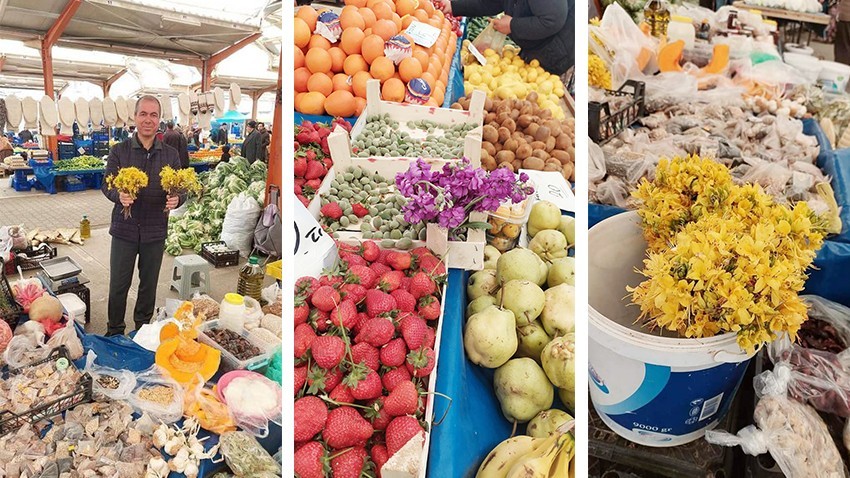 Bayramiç köy pazarında bahar renkleri