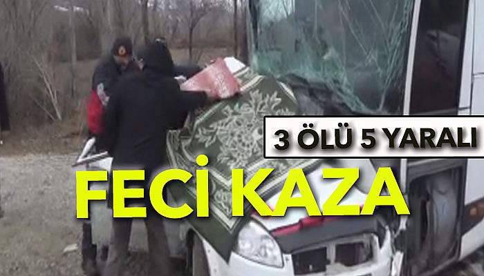  Yolcu otobüsü ile otomobil çarpıştı! 3 ölü, 5 yaralı