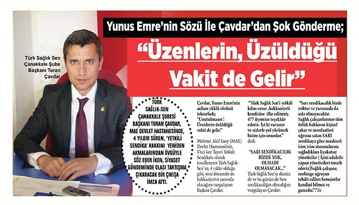 YUNUS EMRE'NİN SÖZÜ İLE ÇAVDAR' DAN ŞOK GÖNDERME