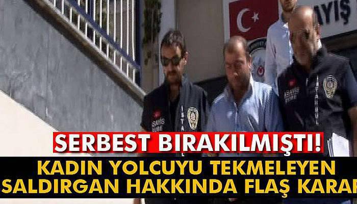 Otobüste kadın yolcuya tekme atan saldırgan hakkında yakalama kararı