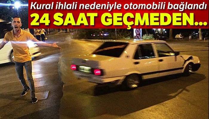 Trafikte yüksek sesten ceza kesilen sürücü drift yaparak tepki gösterdi