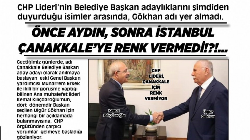 Önce Aydın, Sonra İstanbul Çanakkale' ye Renk Vermedi!?!...
