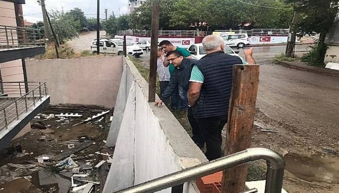 Çan'da şiddetli yağış sonrası Öz de çalışmalara katıldı