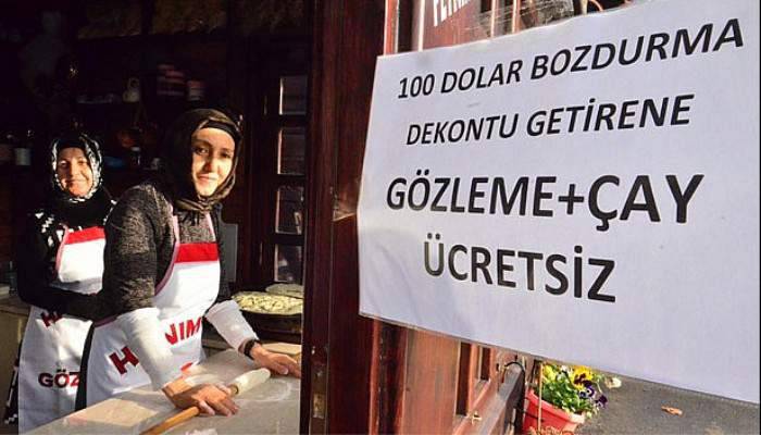  100 dolar bozdurup getirene gözleme ve çay hediye