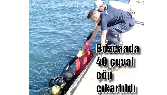 Bozcaada 40 çuval çöp çıkartıldı