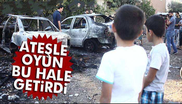 Ateşle oynayan çocuklar 4 aracı yaktı