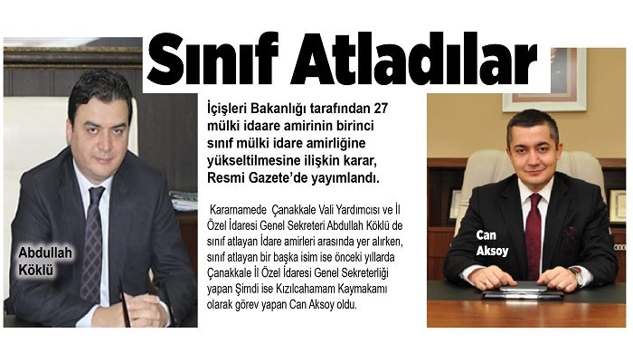 Abdullah Köklü Birinci Sınıf Mülki İdare Amirliğine Yükseltildi