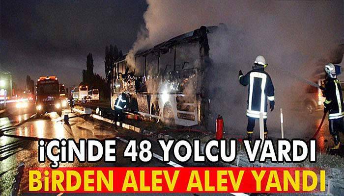 Tosya’da seyir halindeki yolcu otobüsü yandı