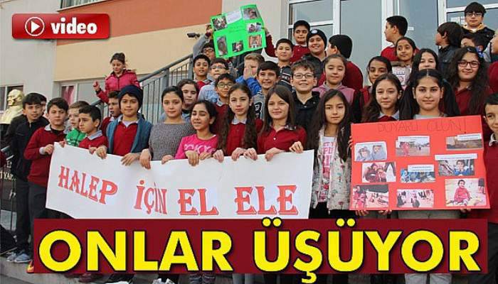 Minik yüreklerini Halep için birleştirdiler