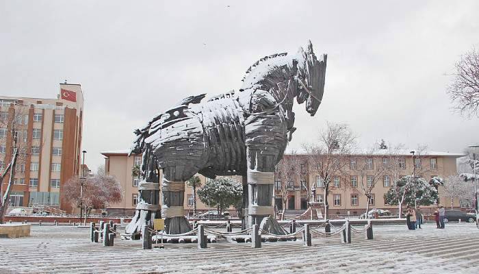 Çanakkale'de kar manzaraları 