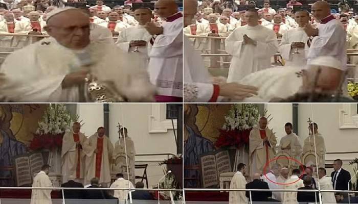 Papa ayin sırasında yere düştü