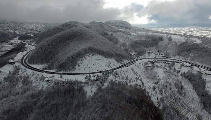 Bolu Dağı’nın eşsiz kar manzarası havadan görüntülendi