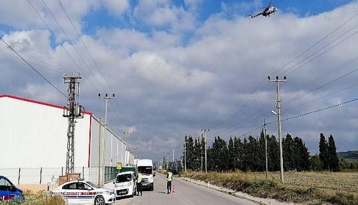 Çankakkale'de helikopterli denetimde sürücülere ceza