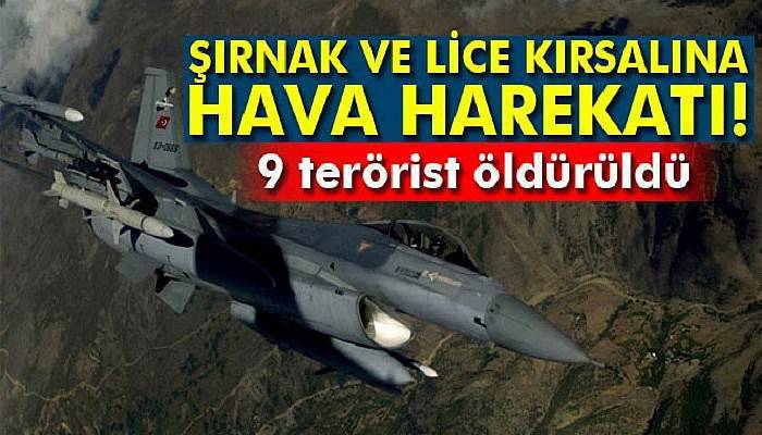 Şırnak ve Lice kırsalına hava harekatı: 9 terörist öldürüldü