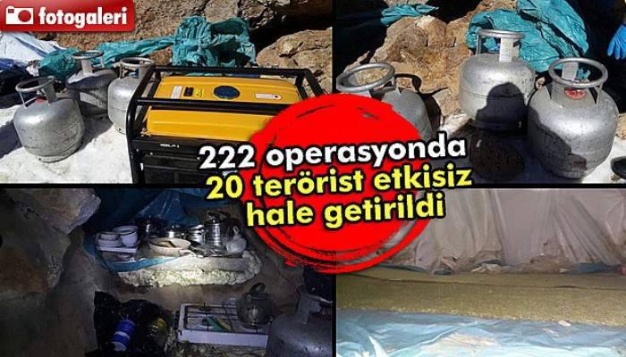  222 operasyonda 20 terörist etkisiz hale getirildi 