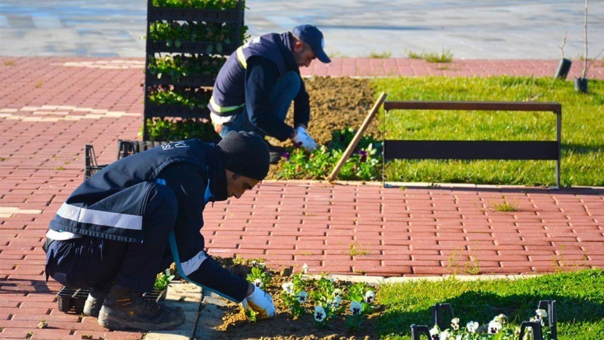 Lapseki'de belediye ekiplerinin çalışmaları sürüyor