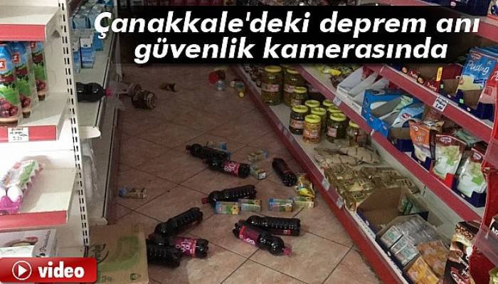  Çanakkale'deki deprem anı güvenlik kamerasında!