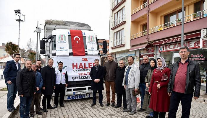 Çan belediyesinden Halep’e uzanan yardım eli yola çıktı