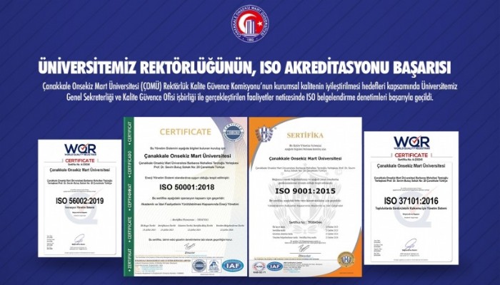 ÇOMÜ Rektörlüğünün ISO Akreditasyonu Başarısı