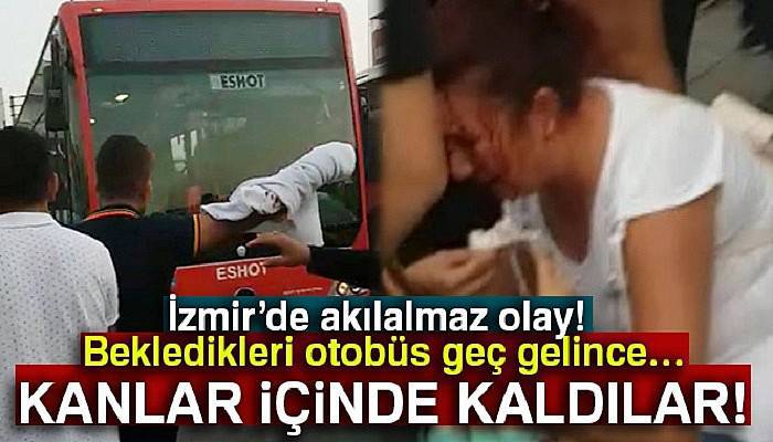 İzmir’de vatandaşlar geç gelen otobüse saldırdı
