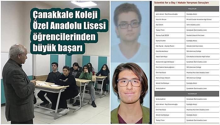 Çanakkale Koleji Özel Anadolu Lisesi öğrencilerinden büyük başarı