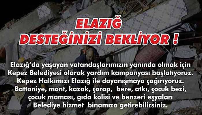 Kepez Belediyesinden Elazığ’a yardım kampanyası