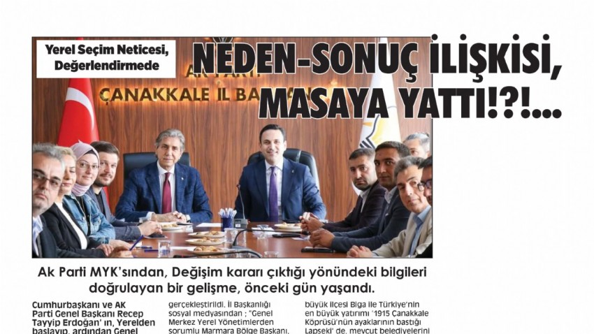   NEDEN-SONUÇ İLİŞKİSİ, MASAYA YATTI!?!...