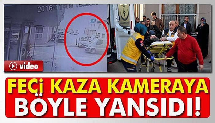 İki kişinin ağır yaralandığı minibüslerin çarpışma anı kamerada