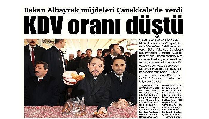 Bakan Albayrak müjdeleri Çanakkale’de verdi: KDV oranı düştü