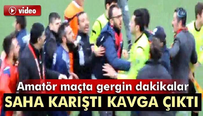 Divriği Demirçelikspor ile Şarkışla Belediyespor maçında kavga çıktı