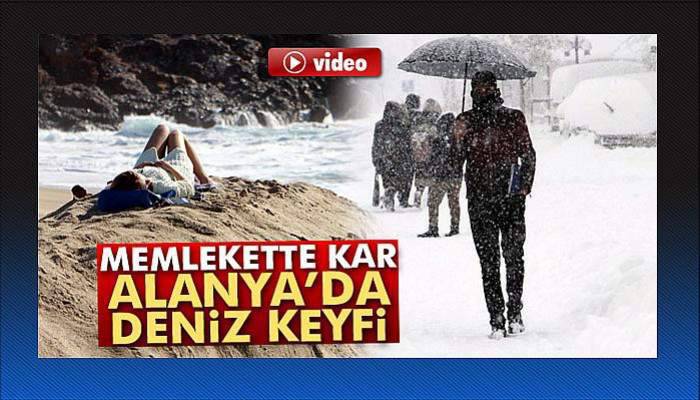 Memlekette kar, Alanya'da deniz keyfi