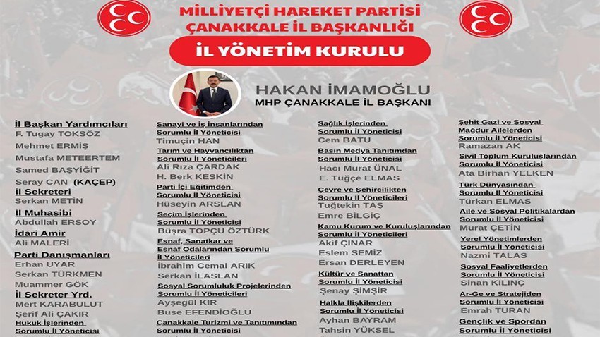 MHP Çanakkale İl Yönetiminde Görev Dağılımı Yapıldı