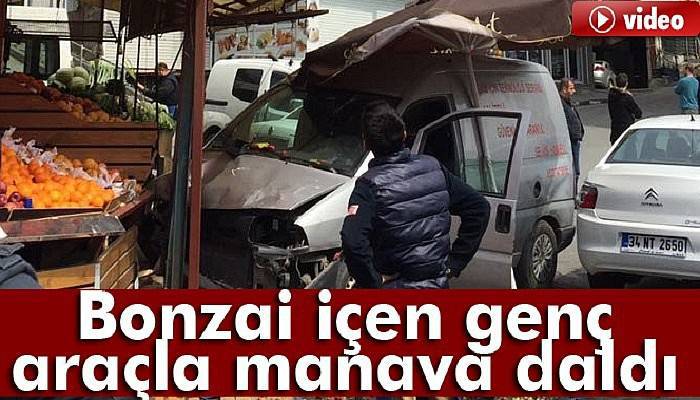 Bonzai içen genç araçla manava daldı