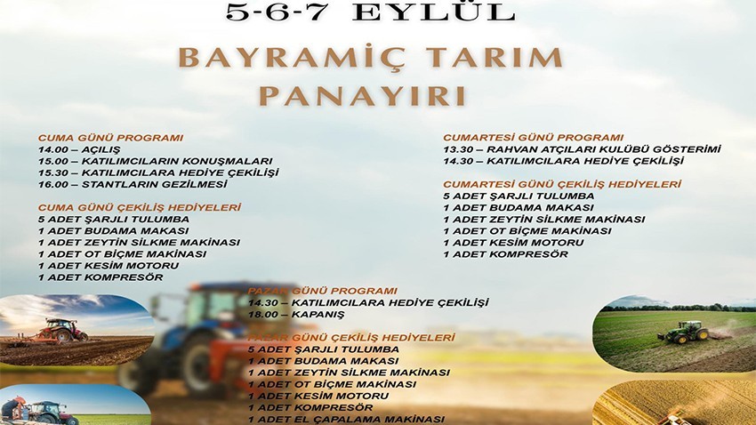 Tarım Panayırı 5-7 Eylül’de Kapalı Pazar Yeri’nde