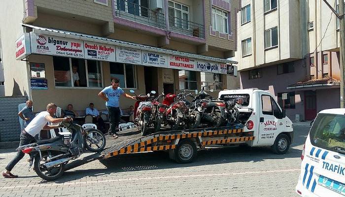  Tescilsiz motosikletler toplanıyor