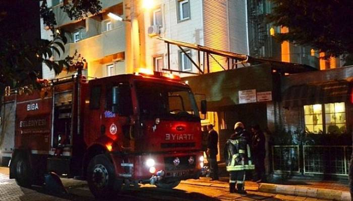 Biga'da Otelin Kazan Dairesinde Yangın Çıktı