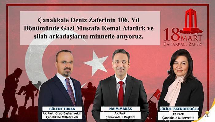 18 Mart Şehitleri Anma Günü ve Çanakkale Deniz Zaferi’nin 106. yıl dönümü mesajı