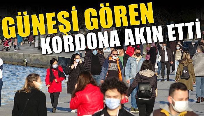 Güneşi gören kordona akın etti (VİDEO)