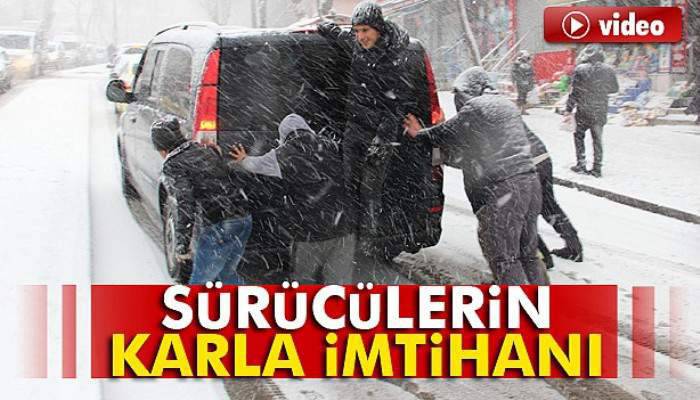  Sürücülerin karla imtihanı