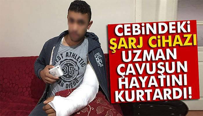 Cebindeki şarj cihazı, uzman çavuşun hayatını kurtardı